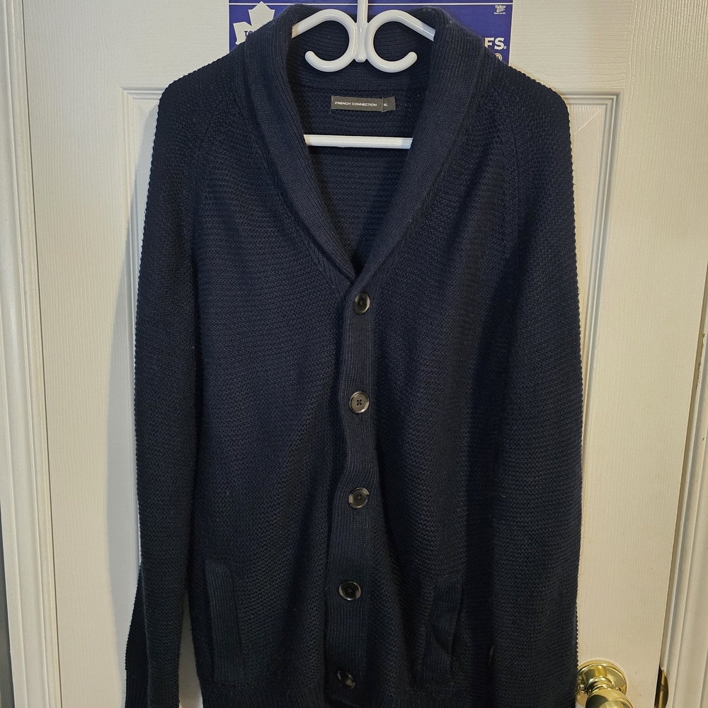 French Connection Men's Dark Blue Cardigan